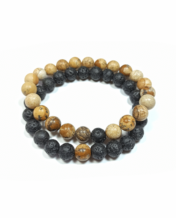 Pulseras de Jaspe madera y Lava