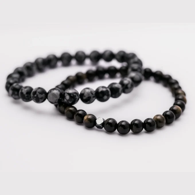 Pulseras Obsidiana nevada y Obsidiana Dorada