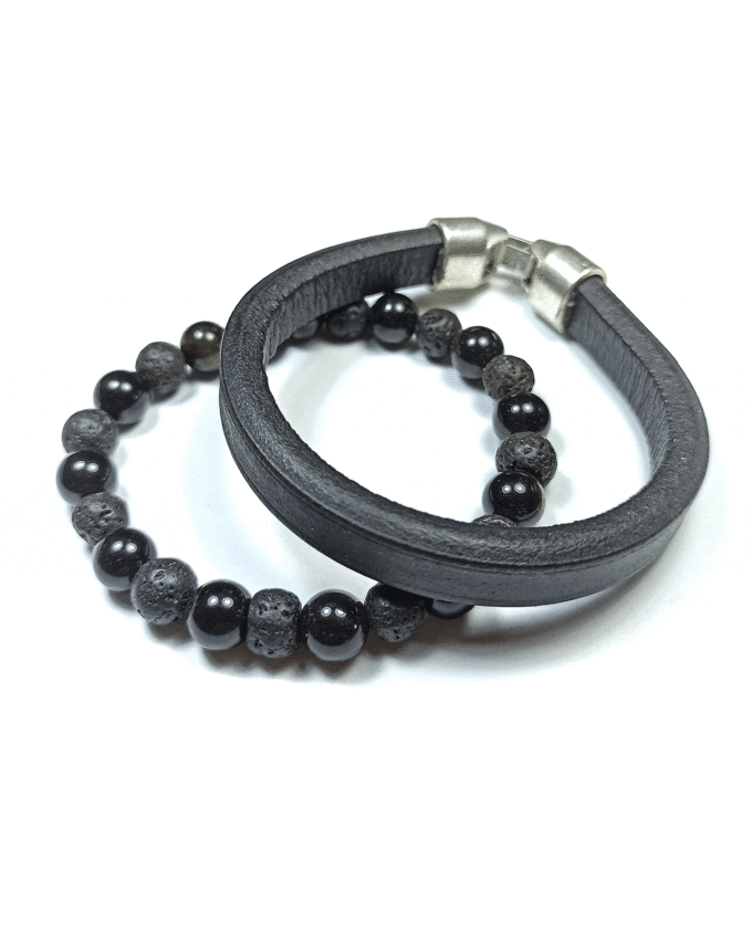 conjunto de piel y piedras naturales