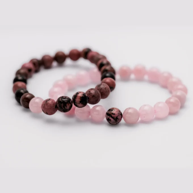 Pulseras de Cuarzo rosa y Rodonita