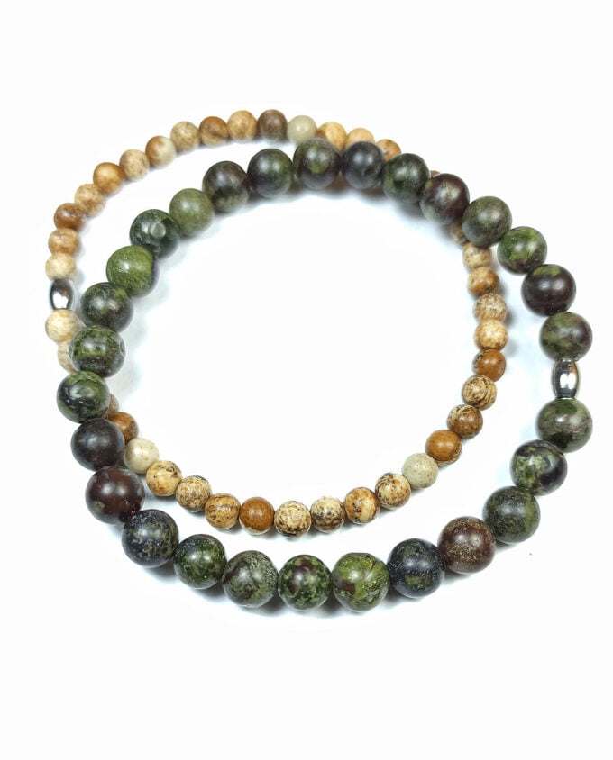 Pulseras de Jaspe Sangre de Dragón y Jaspe Madera - Imagen 2