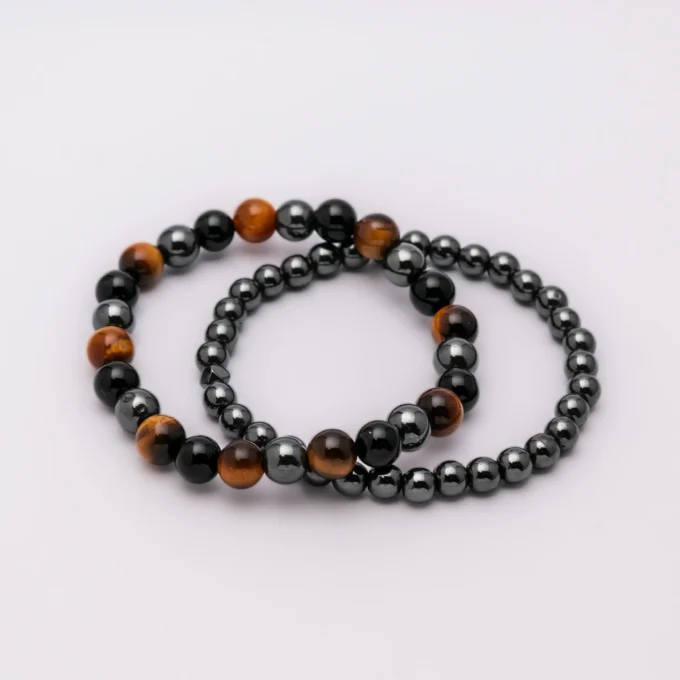 Pulseras de Hematita, Ojo de tigre y Ónix - Imagen 2