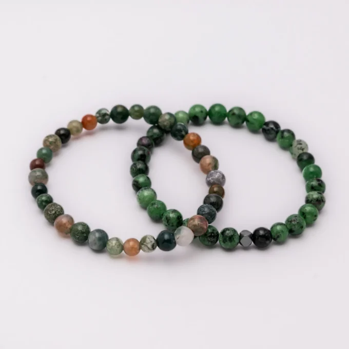 Pulseras de Rubí zoisita y Ágata musgosa - Imagen 2