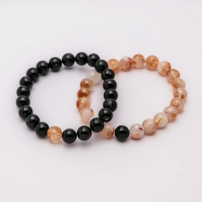 Pulseras de Citrino y Turmalina negra (Prosperidad)