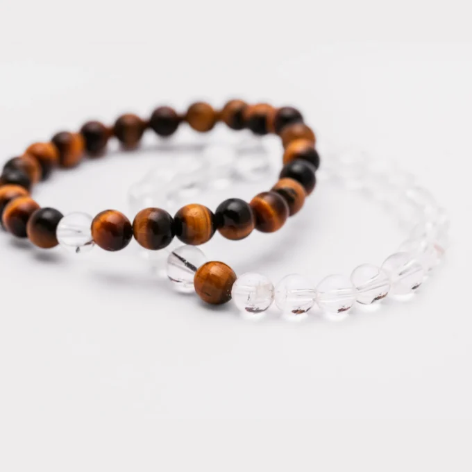 Pulseras de Cuarzo blanco y Ojo de tigre (sanación y protección) - Imagen 2